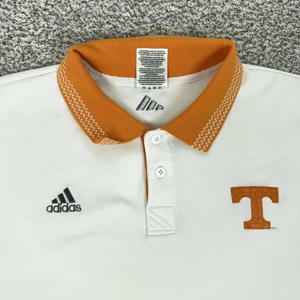 Vintage Tennessee Volunteers Shirt Men XL White Orange NCAA Adidas Polo Football
